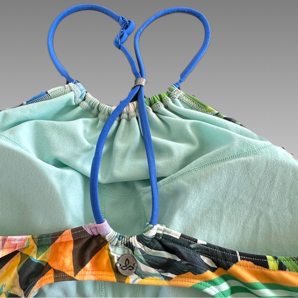 Prana Brina High Neck Bikini Top L Bluegrass | Halter Swimsuit Athletic - Picture 6 of 7